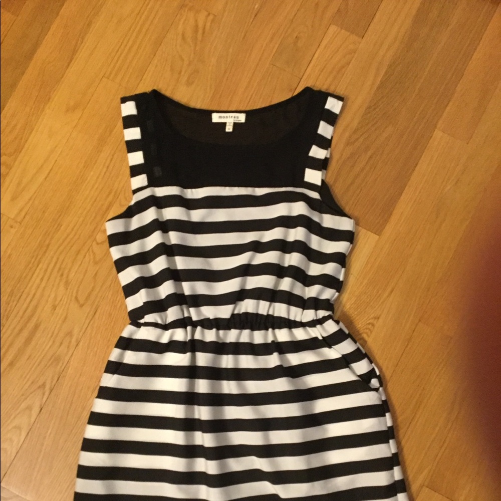 Black and white striped dress